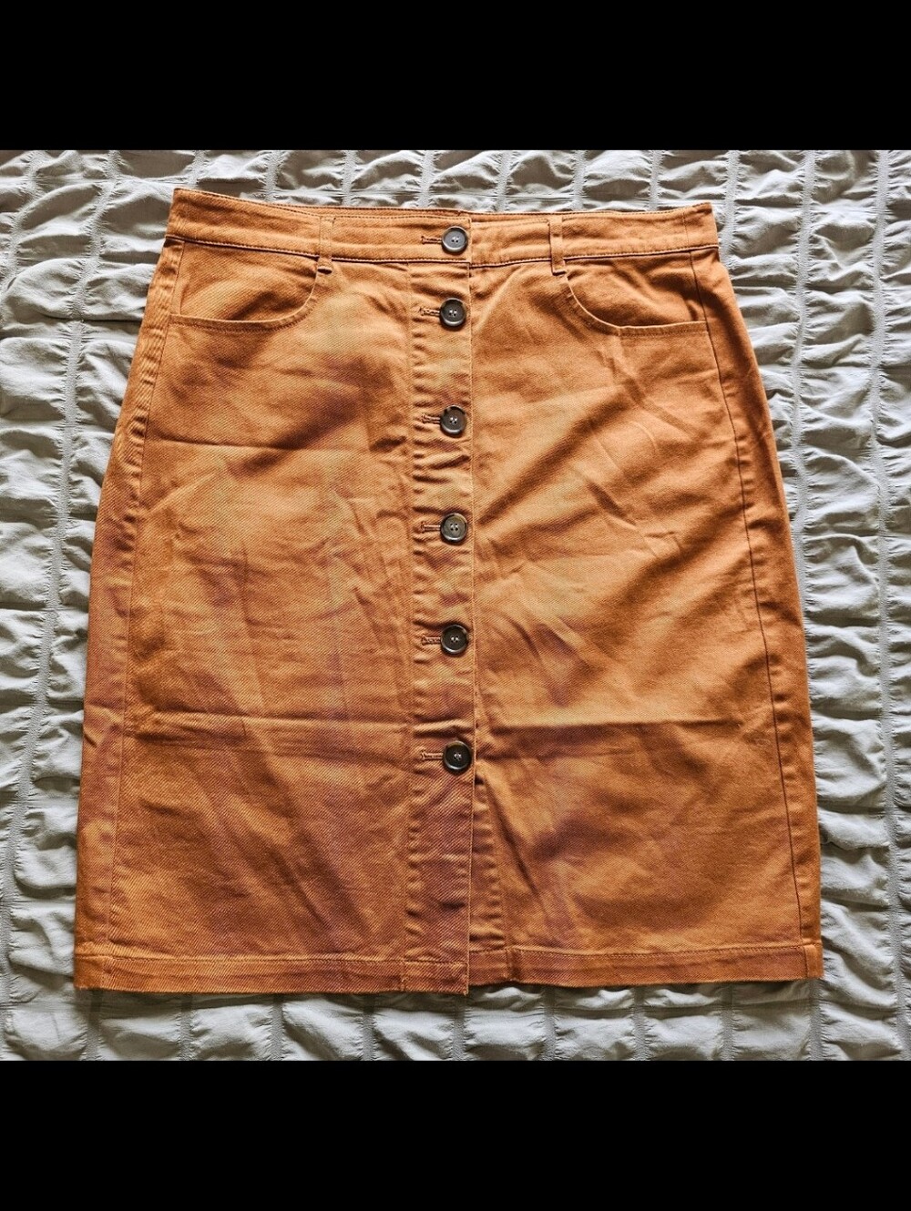 Loft Womens 8 Burnt Orange Skirt Brown Buttons Fall Preppy Pockets Pencil